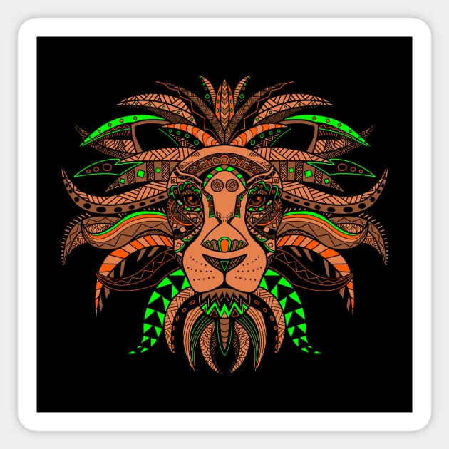 Lion Ornate Sticker by polkamdesign